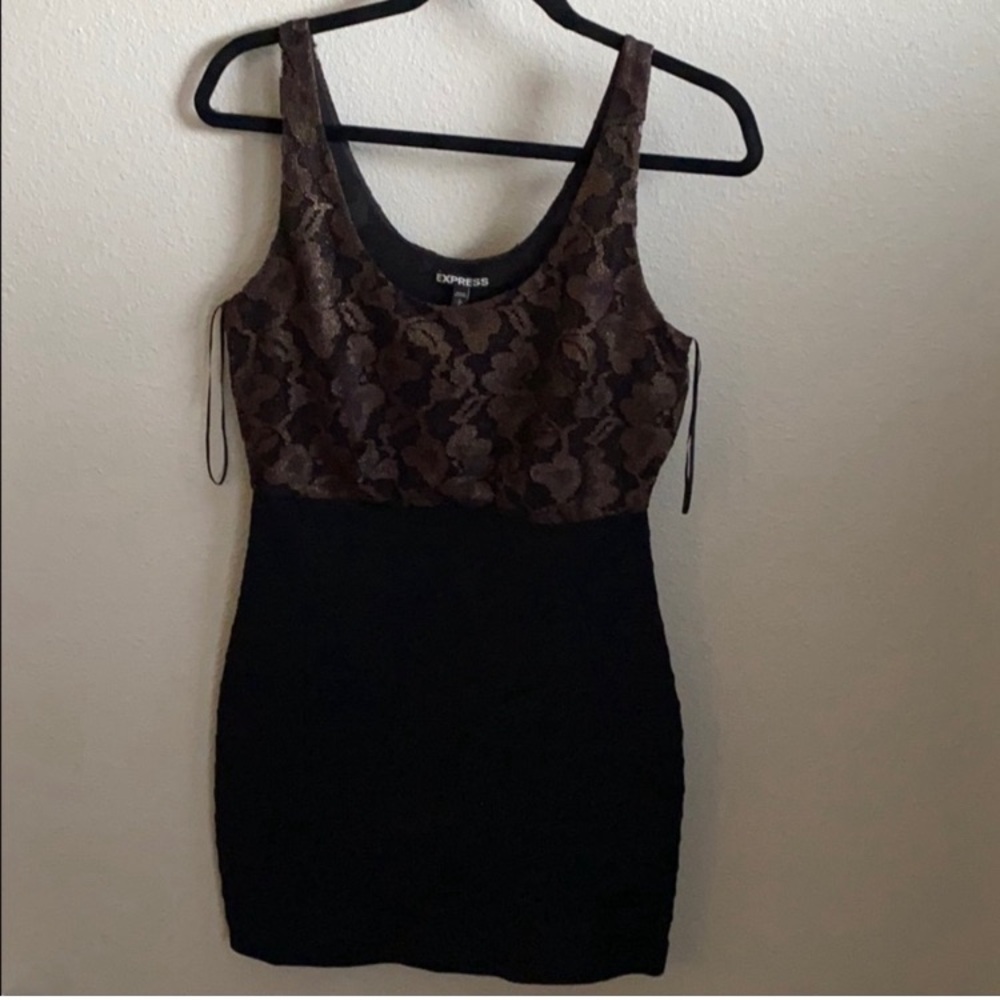 Express Black and Brown Lace Dress